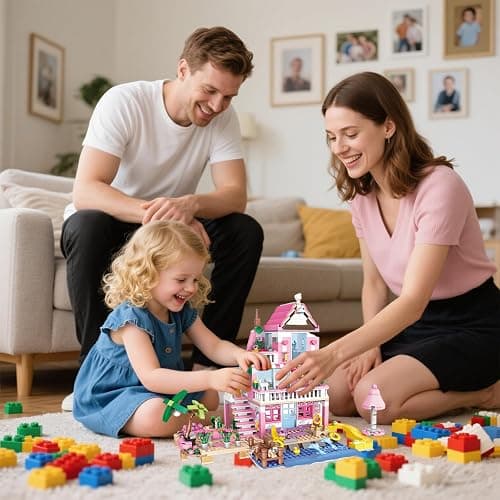 CSNRHG Pink Seaside Beach Villa Friends Building Set Friends Construction Educational Toy 822 Pieces Gifts for Girls Teens Kids Adults Ages 6+ thumbnail 2