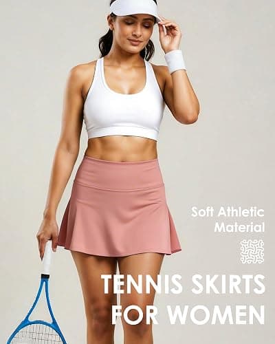 Women Tennis Workout Skorts High Waisted Athletic Skirts with Inner Shorts Pockets, Lightweight Golf Running Skirt thumbnail 4