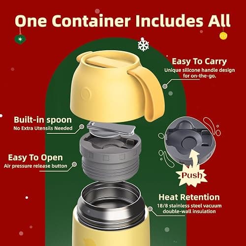 ChugJug Thermo for Hot Food for Adults Kids | Wide Mouth, 26 oz Insulated Food Jar with Spoon, Leakproof Soup Thermo for School Office Travel, Thermal Steel Lunch Container Easy to Carry (Yellow) thumbnail 6