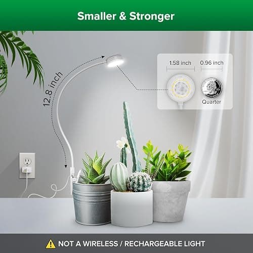 SANSI Grow Lights for Indoor Plants, Pot Clip LED Plant Light for Growing Full Spectrum, Plant Growing Lamp 4-Level Dimmable Auto On Off 3 6 12 Hrs Timer for Small Plants, White 5V 3-Pack ETL Listed thumbnail 2