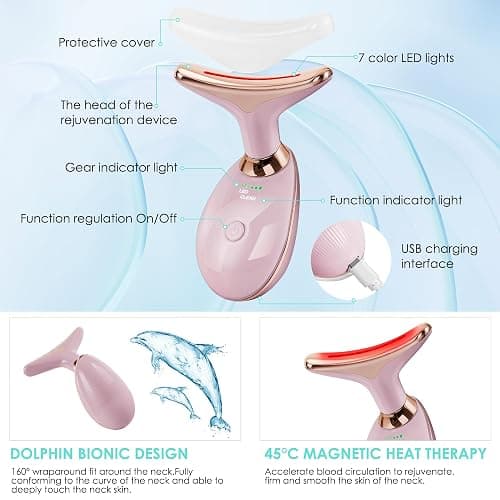Facial Massager Red-Light-Therapy-for-Face and Neck, Face 𝖲 culpting Wand with 7 Color - Birthday, Christmas, Mothers Day, Valentines Day Gifts for Her Women Mom Best Friend Wife Teacher (Rose Gold) thumbnail 5