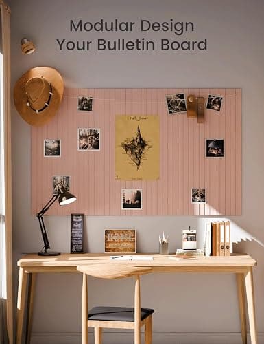 Fluxynara 48" x 36" Large Felt Bulletin Board, Pink | 12 Pack Cork Board Alternative with 60 Safe Adhesive Tabs, Pin Boards for Wall Decor, Home, Office, Classroom,Dorm thumbnail 6
