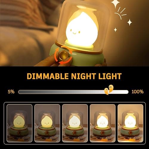 Ghost Campfire Night Light, Small Cute Desk Lamp, Dimmable Cordless Bedside Table Lamp, 2 Modes Rechargebale Battery Oprated Warm Night Light for Bedroom/Kids/Baby Nursery, Vintage Ambient Lighting thumbnail 2