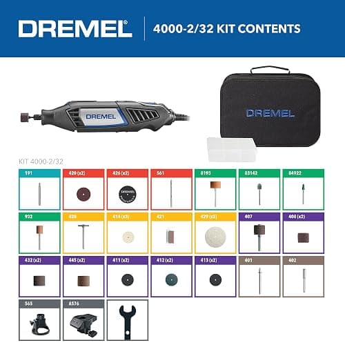 Dremel 4000-2/32 Variable Speed Rotary Tool Kit-Engraver, Polisher, and Sander- Perfect for Cutting, Detail Sanding, Engraving, Wood Carving, and Polising- 2 Attachments & 32 Accessories thumbnail 2