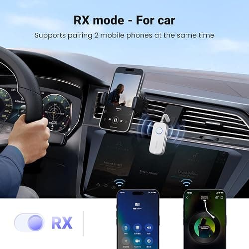 UGREEN Airplane Bluetooth 6.0 Transmitter Receiver for 2 Airpods or Headphones, Airplane Travel Essentials 2-in-1 Wireless Bluetooth Adapter, 3.5MM AUX Jack Adapter on Flight, TV, Car Stereo thumbnail 4
