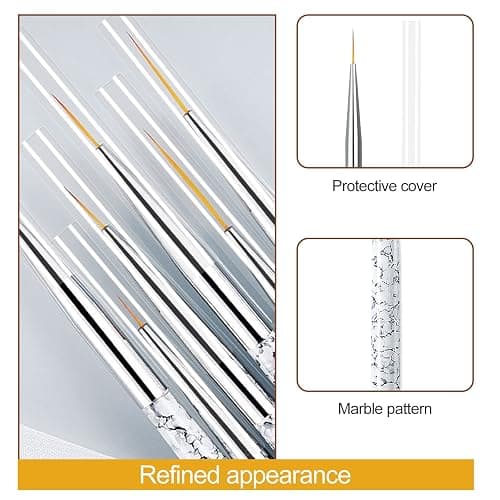 Sularpek Nagel Pinsel Dünn, 5 Stück Nagel Art Liner Pinsel, Professional Nailart Pinsel Fineliner, Nageldesign Pinsel, Extrem Feine Borsten für DIY Nail Art Salon und Heimgebrauch (Weiß) thumbnail 4