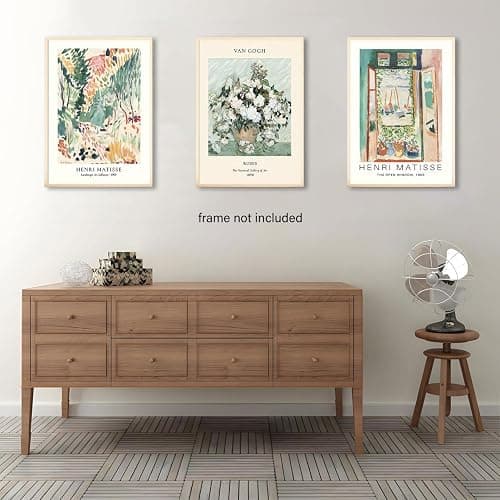 LYPHNX Sage Green Matisse Poster Wall Art Vintage Abstract Floral Prints Set of 3 Mid Century Aesthetic Flower Artwork Painting Picture Canva Decor for Living Room Bedroom Bathroom 12"x16" Unframed thumbnail 7
