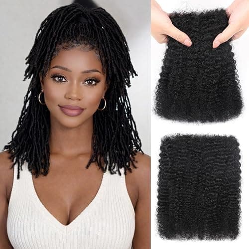 BDSL Afro Kinkys Bulk Human Hair for Braiding Afro Kinky-Curly Human Hair Bulk for Mini Twist Afro Kinky Bulk Hair for Dreadlocks Extensions Repair Locs Micro Locs Extension 14Inch(1B,35g/pack) - Image 1