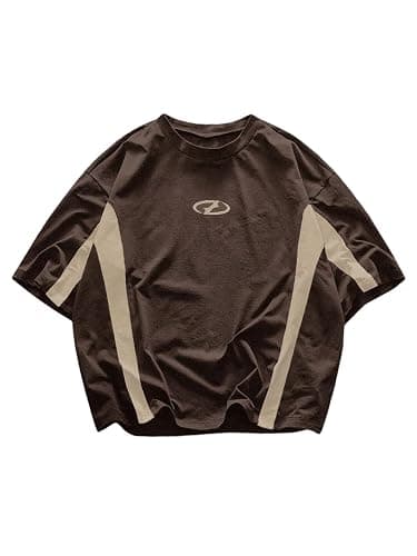RoseSeek Men's Side Striped Graphic Tees Crew Neck Short Sleeve T Shirts Casual Streetwear Tops - Image 1