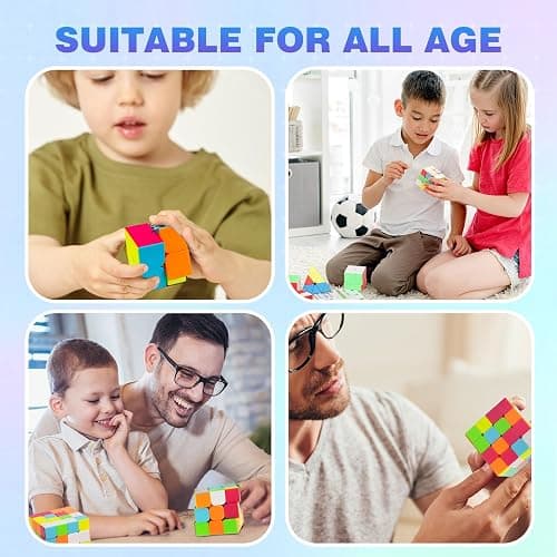 AuntyFey Speed Cube Set, 5 Pack Speed Magic Cube with Speed Cube 3x3, 2x2, 4x4, Pyramid Megaminx Stickerless Cube for Kids Toddlers Adults, Puzzle Cube Set for Kid thumbnail 7