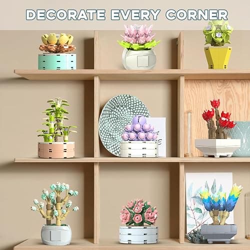 JMBricklayer Flowers Succulents Botanical Collection Building Sets, Plants Office Home Decor Succulents Bonsai Building Toys, Creative Flowers Building Project for Adults, Gifts Ideas for Girls Women thumbnail 7