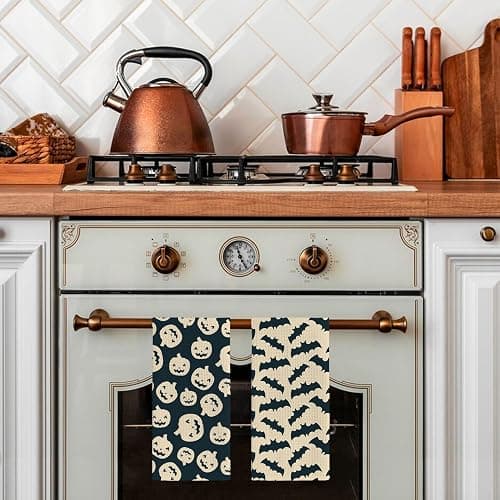 LKETW Halloween Pumpkin Bat Kitchen Dish Towels 16x24in Set of 2, Cute Hand Tea Towels for Kitchen Bathroom Decor, Halloween Decorations thumbnail 2