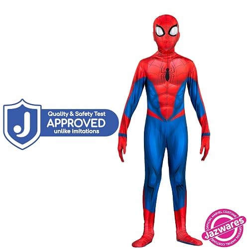 Marvel Spider-Man Official Youth Deluxe Zentai Costume - Deluxe Two-Way Stretch Spandex with Invisible Zippers and Wrist Openings for Added Convenience (M) thumbnail 3