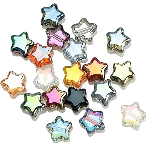 X Hot Popcorn 200Pcs Star Beads, 8mm Glass Star Beads, Electroplated Beads | Star Shaped Beads, Spacer Beads, Jewelry Bracelet Necklace Making, DIY Craft - Image 1