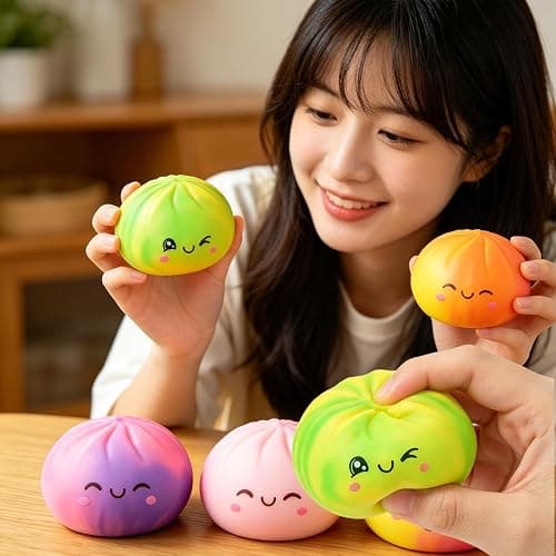 Dumplings Squishy Stress Balls Fidget Sensory Toy Mystery Dumplings Squishy Soft Squeeze Decompression Dough for Adults (Gradation Pink) thumbnail 3