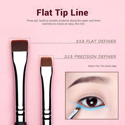 Jessup Eyeliner Brush Set, Professional Eye Liner Makeup Brushes 11pcs, Angled Flat Definer Ultra Fine Bent Pencil Point Eyeliner Brushes for Precision Liner, T324 thumbnail 3