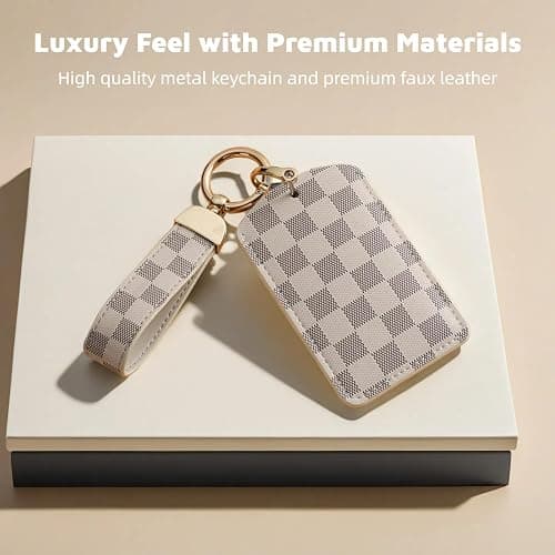 HBYPRO Leather Key Card Holder Compatible with Model 3/Y/S/X Key Protector Cover Accessories with Keychain Key Rings thumbnail 4