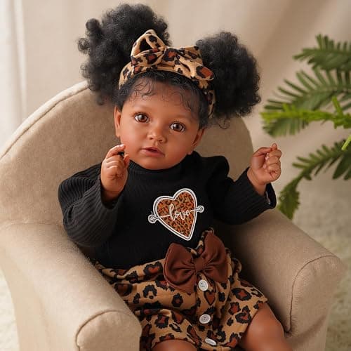 BABESIDE 6-Piece Reborn Baby Doll Clothes Set for 17-22 Inch Dolls | Baby Doll Clothes with Leopard Dress, Headband, Coat, Reusable Doll Diaper and Socks,Pretend Play Gift for Birthday thumbnail 2
