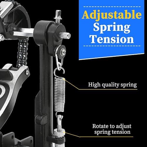 Double Bass drum Pedal,Double Bass Pedal with Adjustable Beater Head,Double Chain Drive Foot Kick Pedal with Drum Key for Drum Set and Electronic Drums - Double drum pedal thumbnail 3
