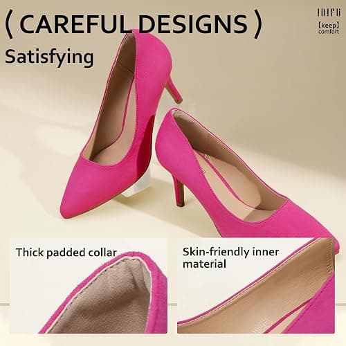 IDIFU IN3 High Heels Pumps Closed Toe Heels Women's Pumps Stiletto Pointed Toe Dress Shoes Wedding Prom Bridal Work Office Bride Guest Trendy Dressy Fashion Comfortable Pump Shoes thumbnail 5