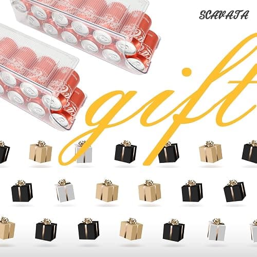 SCAVATA 2 Pack Soda Can Organizer for Refrigerator, Stackable Canned Food Pop Cans Container Can Holder Dispenser with Lid for Fridge Rack Freezer, Clear Storage Bins-Holds 12 Cans Each (Clear) thumbnail 9