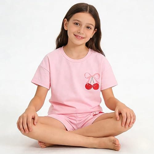Zylvae Kid Girl 6-11 Years Summer 2-Piece Outfit Set - Daisy/Bow Print Top & Patterned Shorts Clothing Set thumbnail 5