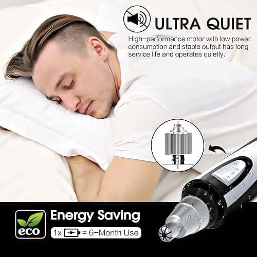 Ear and Nose Hair Trimmer Clipper - 2025 Professional Painless Eyebrow & Facial Hair Trimmer for Men Women, Battery-Operated Trimmer with IPX7 Waterproof, Dual Edge Blades for Easy Cleansing Black thumbnail 6
