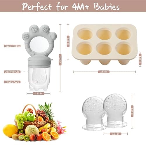 Baby Fruit Feeder with Popsicle Mold, Teethers Teething Toys for Babies Self-Feeding for Baby Essentials Newborn Toys 3+months Baby Gifts. thumbnail 2