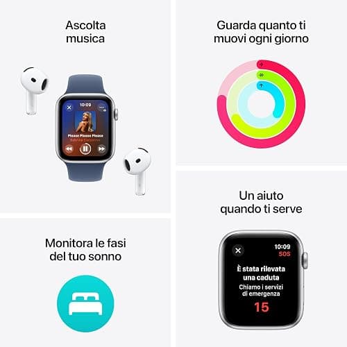 Apple Watch SE (2ª gen.) GPS 40 mm Smartwatch con cassa in alluminio Galassia e Cinturino Sport Galassia - M/L. Tracker per il fitness e il sonno, app Battito, Rilevamento incidenti, display Retina thumbnail 3