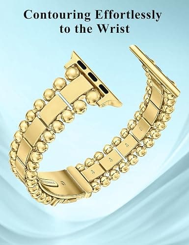 TOYOUTHS Beaded Bracelet Compatible with Apple Watch Bands 38/40/41/42/44/45/46/49mm Women, Dressy Fancy Stainless Steel Metal Elegant Jewelry Strap for iWatch Series 11 10 9 8 7 6 5 4 Ultra/SE 3 2 1 thumbnail 4