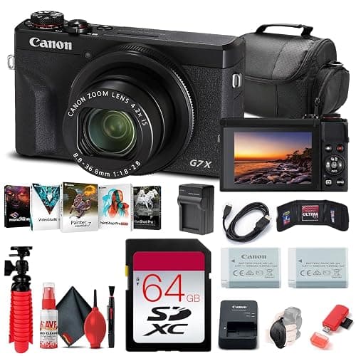 Canon PowerShot G7 X Mark III Digital Camera (Black) (3637C001), 64GB Memory Card, NB13L Battery, Corel Photo Software, Charger, Card Reader, Bag, Flex Tripod + More - Image 1