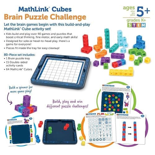 Learning Resources MathLink® Cubes Brain Puzzle Challenge, 80 Pieces, Ages 5+, Linking Cubes, Connecting Cubes, Math Manipulative, Counting Cube thumbnail 5
