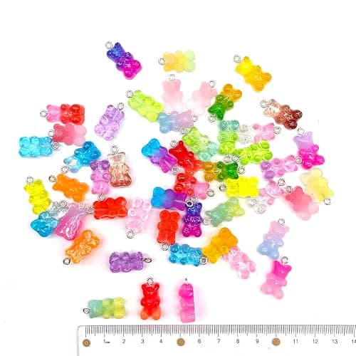 Bulk Assorted Candy Pendant,Grandient 3D Gummy bear Charms for Jewelry Necklace Earrings Bracelet Art Craft Project Making (70pcs with hole) thumbnail 8