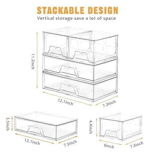 Stebopum 6 Pack Stackable Storage Drawers Clear Acrylic Organizer Makeup Bathroom Organizer and Storage Bins for Beauty Supplies,Ideal for Vanity, Bathroom,Pantry Organization thumbnail 3
