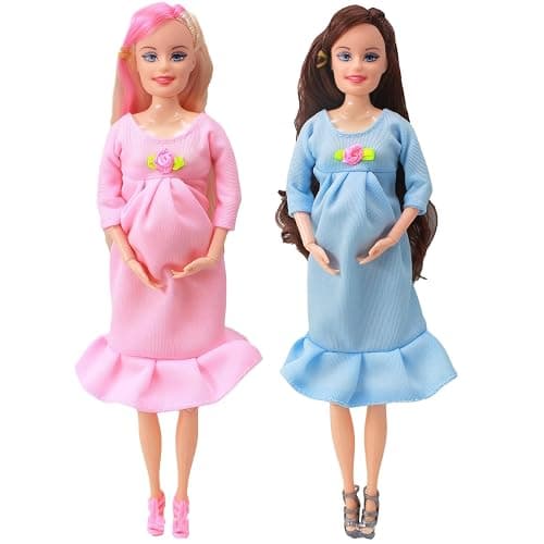 Neroyaner Pregnant Mother Doll 11.5" ABS Plastic Pregnant Doll with Baby in Tummy for Kids Gift, Style 2 - Style 2 thumbnail 4