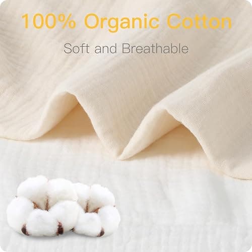 100% Organic Cotton 2 Pack 52x28 Inches Muslin Crib Sheets Fitted Crib Mattress Sheet for Baby Girls & Boys, Soft Boho Neutral Toddler Bed Sheets Fits Well Standard Size Crib Mattress 28x52 Inches thumbnail 4