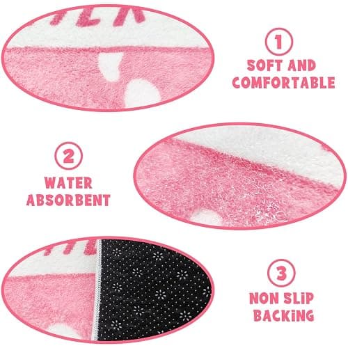 Kitcmat Cute Pink Fruit Strawberry Milk Rug Non-Slip Soft Washable Funny Irregular Shaped Bath Mat for Bathroom, Bedroom Living Room, 25.6"x27.5" thumbnail 4