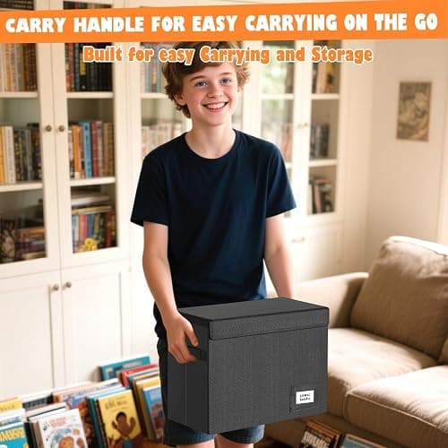 Leffis 2 Pack Collapsible Comic Book Storage Box 15.5" X 7.5" X 11.3", Short Comic Book Box with Handles, Holds 150 Comics Heavy Duty Comic Book Bin thumbnail 2
