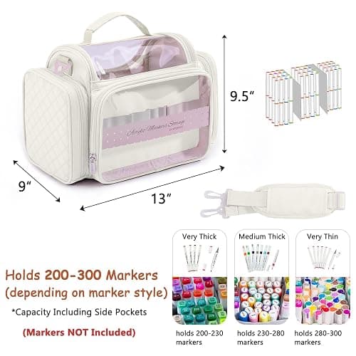 APOFFICE Marker Organizer Case Bag for 200-300 Markers – Large Art Supply Storage Bag with Detachable Dividers, Travel Marker Holder for Alcohol Markers, Brush Pens, Colored Pencils & Craft Supplies thumbnail 2