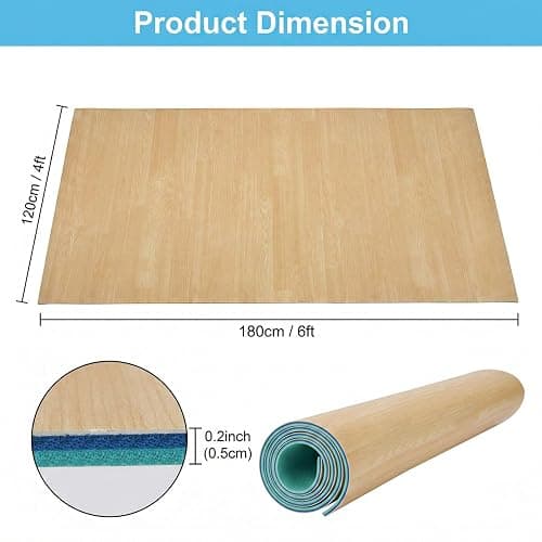 4x6Ft Portable Dance Floor Mat, 5mm Thick Marley Dance Floor | Natural Wood-Colored Vinyl, Shock-Absorbing, for Ballet, Jazz, and Pop Dance, Suitable for Home, Studio, or Practice thumbnail 3