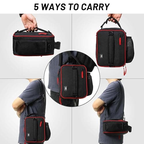 MIER Expandable Lunch Bag Insulated Lunch Box for Men to Work Travel Portable Lunchbox Bags with Shoulder Strap and Water Bottle Holder(Black/Red) thumbnail 4