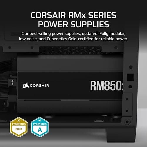 CORSAIR RM850x Fully Modular Low-Noise ATX Power Supply – ATX 3.1 Compliant – PCIe 5.1 Support – Cybenetics Gold Efficiency – Native 12V-2x6 Connector – Black thumbnail 2