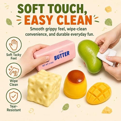 4 Pack Crunchy Squishy Set – ASMR Bead Filled Fidget Toys | Shape-Holding Slow-Rebound, Realistic Food Shape Slushy Squeeze Fidget Squishies – Stress Relief Gift for Kids & Adults thumbnail 6