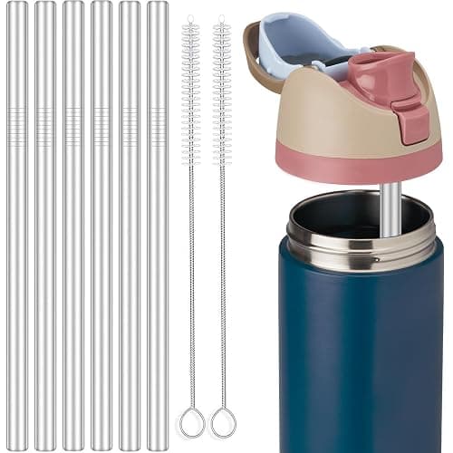 MIMORE Metal Straw for Owala 24 oz 32 oz - 6 PCS Satinless Steel Straws Compatible with Owala Straw Replacement - Resuable & Dishwasher Safe - Image 1