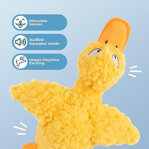Best Pet Supplies Interactive Squeaky Dog Chew Toy, Ideal Dog Toys for Chewers, Small, Medium & Large Dogs, and Fetch Lovers - Ducky Doodle (Yellow), Small thumbnail 2