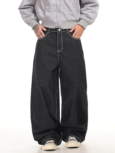 DFGIGT Men's Baggy Jeans Hip Hop Wide Leg Jeans Loose Fit Casual Relaxed Denim Pants Streetwear thumbnail 2