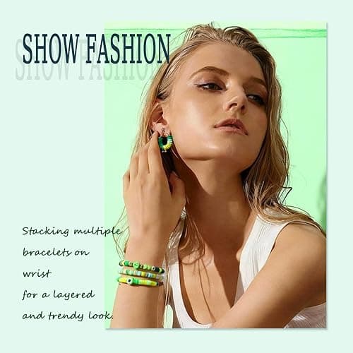 THRELE 3500pcs Green Clay Beads for Bracelets Making 6mm Heishi Beads Polymer Flat Round Disc Clay for Jewelry Making Green Bead Crafts thumbnail 5