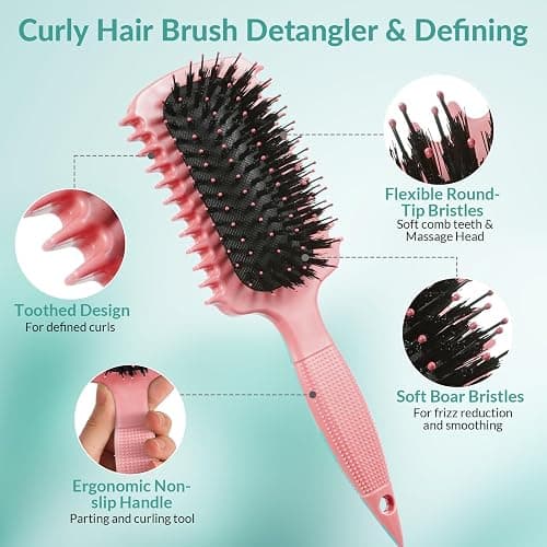 Curl Defining Brush, Curly Hair Brush Products for Effortlessly Detangling Shaping and Styling Women's Men's Curls on All Wet or Dry Hair Types, Reduces Frizz thumbnail 2