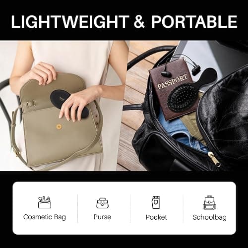 RHOS Mini Hair Brush for Women,Men and Kids-Travel Size Hair Brush for Purse,Pocket,backpack-Small Cushion Paddle Brush with Soft Bristles-Mini Detangler Brush for All Hair Types(1 Pack-Black) thumbnail 3