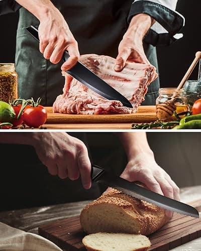 syvio Block Knife Set, 15 Pcs Kitchen Knife Set with Block and Sharpener, with Heavy Poultry Shears and 6pcs Serrated Steak Knives Razor-Sharp, Stainless Steel, Lightweight, Anti-Slip Handle thumbnail 7